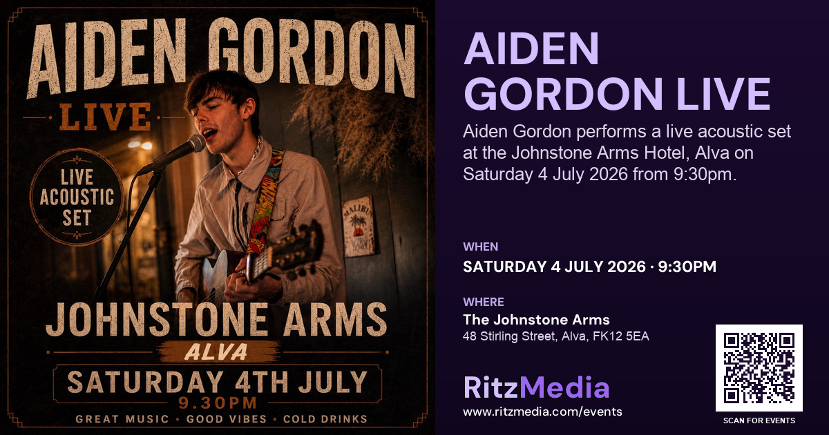 Aiden Gordon Live at the Johnstone Arms Hotel Facebook sharing image