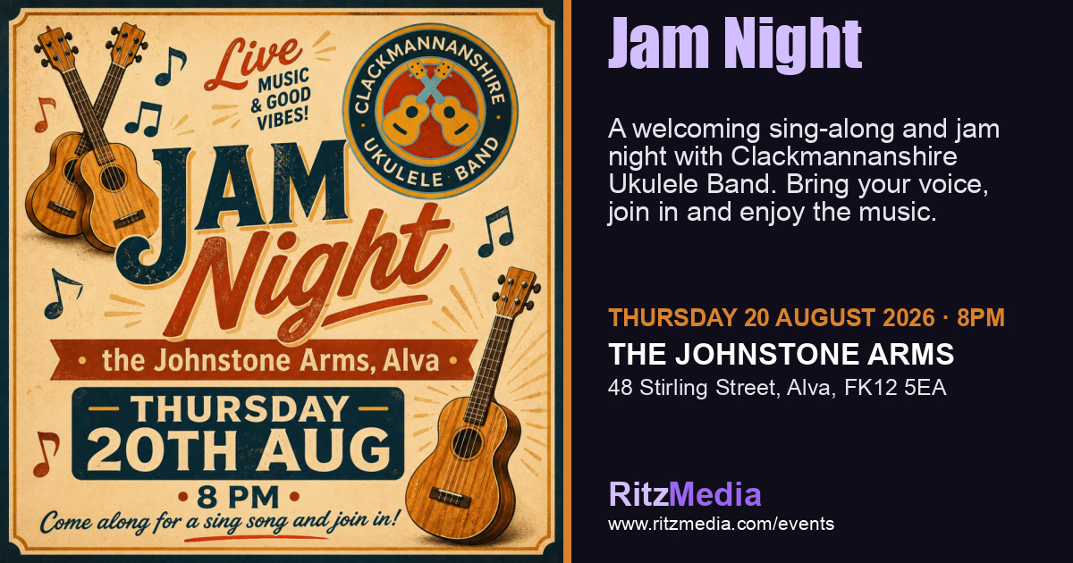 Clackmannanshire Ukulele Band Jam Night Facebook sharing image